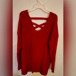Plus Size Red Criss-Cross Back Knit Sweater - Torrid Size 2